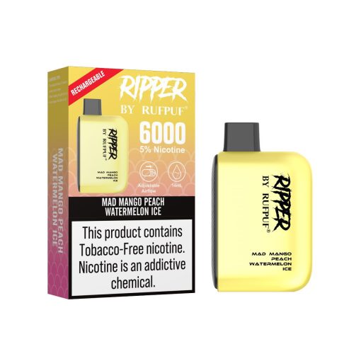 RUFPUF Ripper Disposable Vape - Mad Mango Peach Watermelon Ice 50mg (6000 Puffs) With Box
