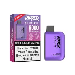 RUFPUF Ripper Disposable Vape - Rippin Blueberry Cherry Ice 50mg (6000 Puffs) Box